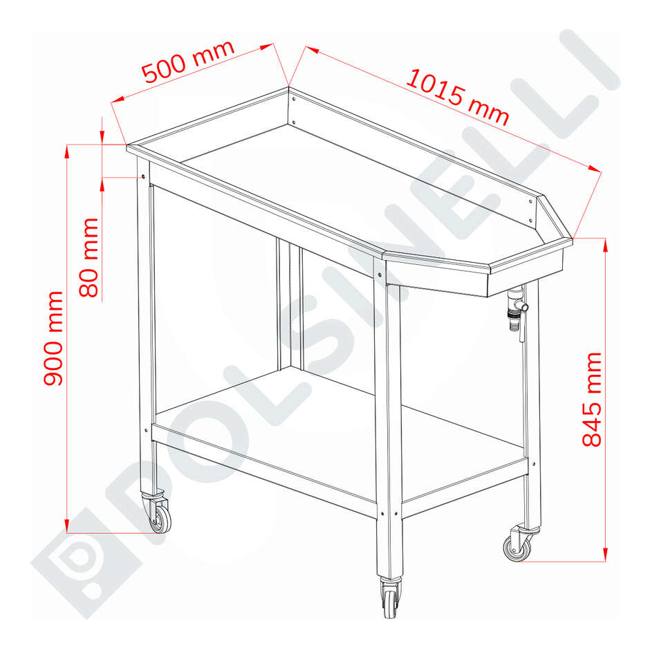 Table d'égouttage en acier inoxydable 1000X500 avec étagère 
