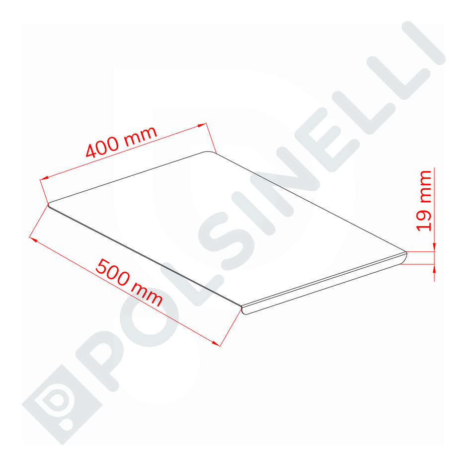 Tablero de amasar de acero inoxidable AISI 304 - 40x50 cm