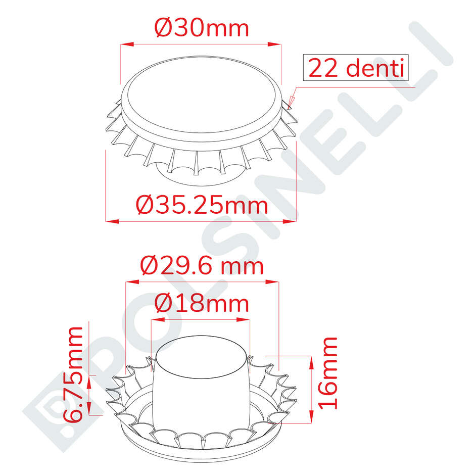 Tapón corona negro con bidule ⌀29 (200 pzas)