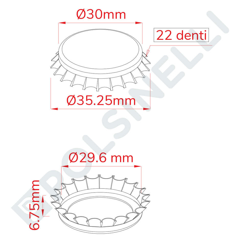 Tapón de corona blanco ⌀29 (7000 piezas)