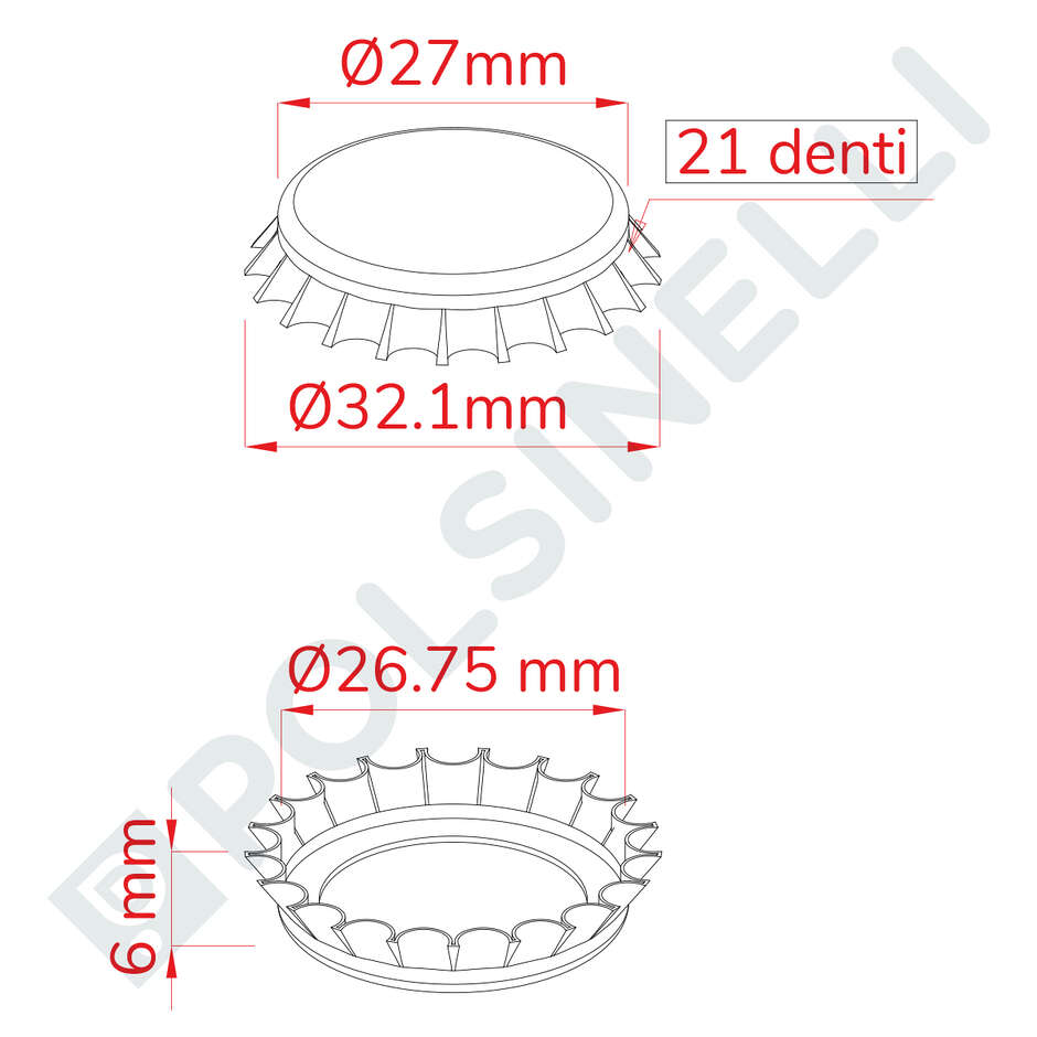 Tapón de corona negro ⌀26 (200 PC)