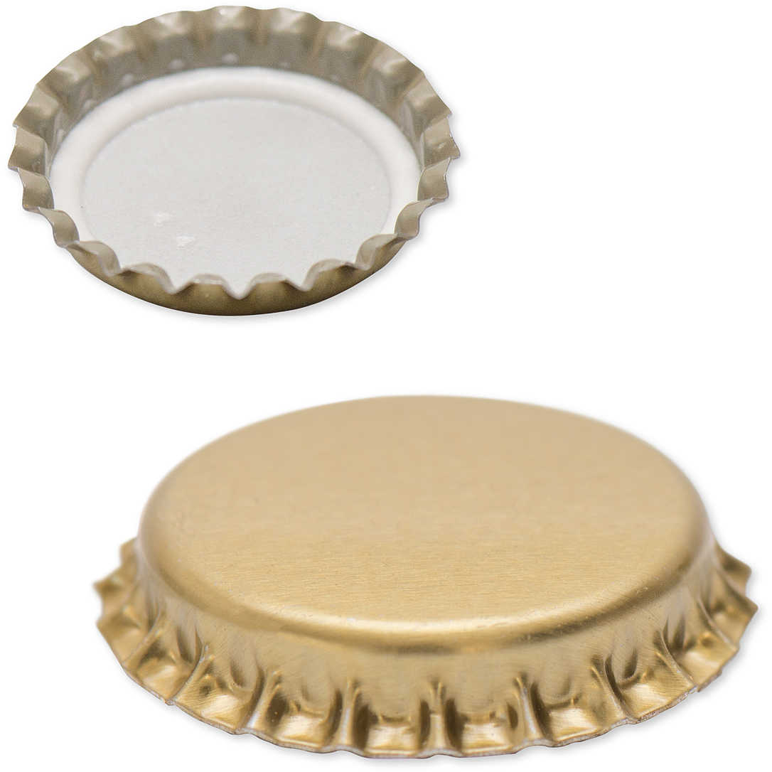 200 Tappi Corona In Alluminio Oro 26mm - Per Bottiglie Succo, Sughi, Conserve, Bollitura