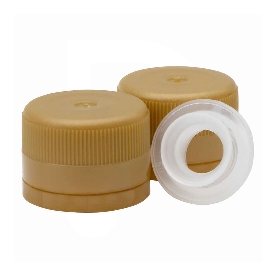 Tapón de rosca de plástico oro autosellante con antigoteo ⌀31,5 (100 pzas)