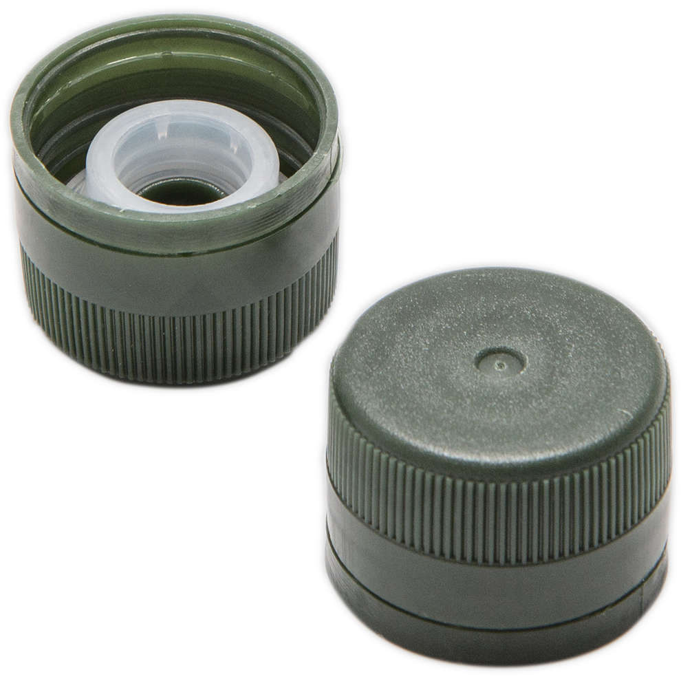 Tappo a vite in plastica con salvagoccia verde ⌀31,5 (100 pz)