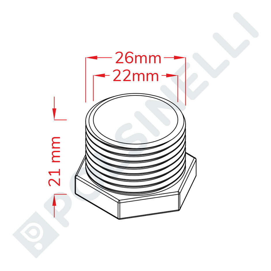 Tappo maschio inox 3/4" 