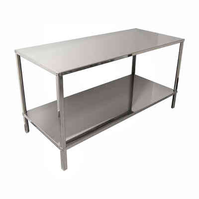 Tavolo acciaio Inox con ripiano 150 x 70 cm