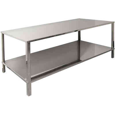 Tavolo in Acciaio Inox con ripiano 200 x 70 cm