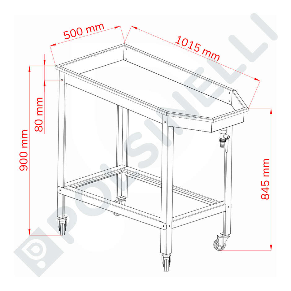 Tavolo Spersore inox 1000X500