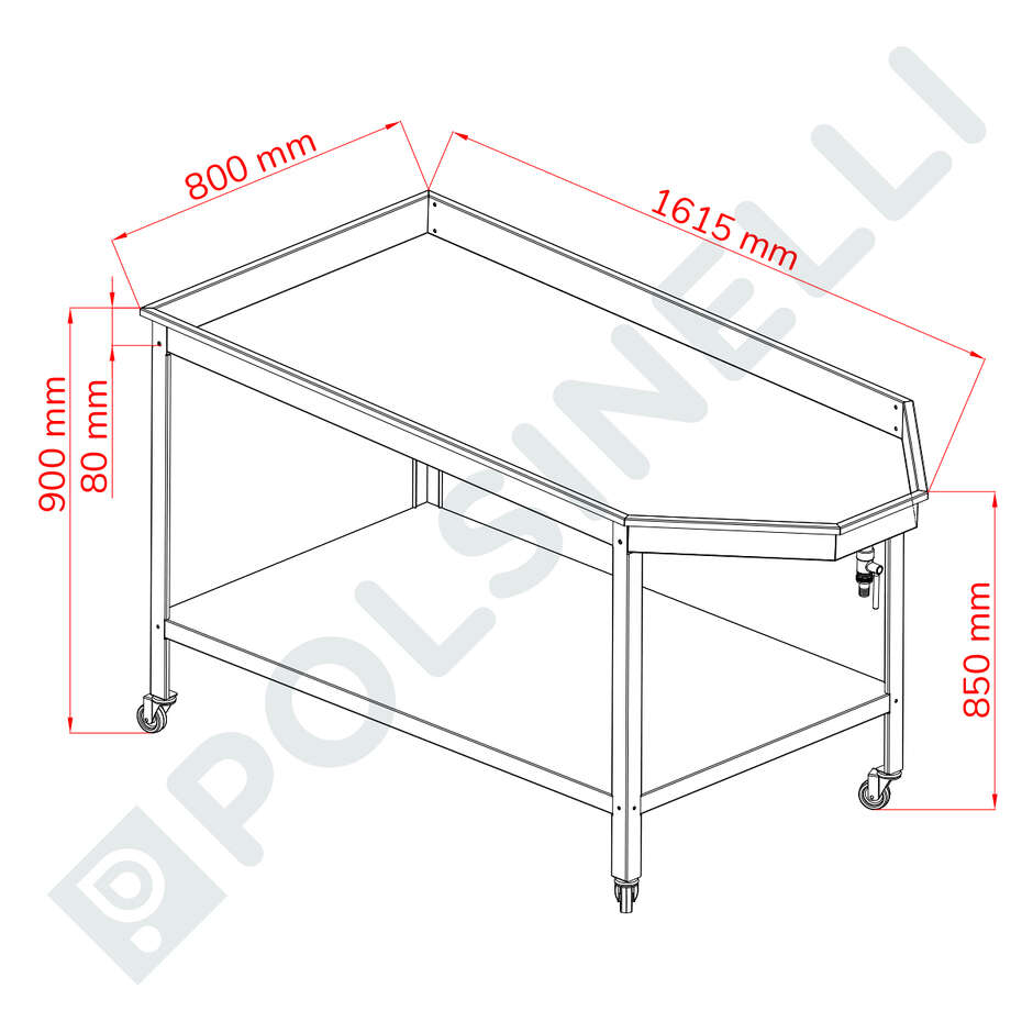 Tavolo Spersore inox 1600X800 con ripiano