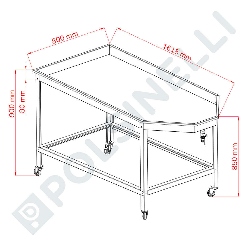Tavolo Spersore inox 1600x800 