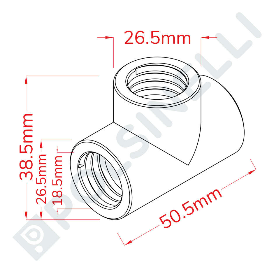 Tee 1/2" F acero inoxidable