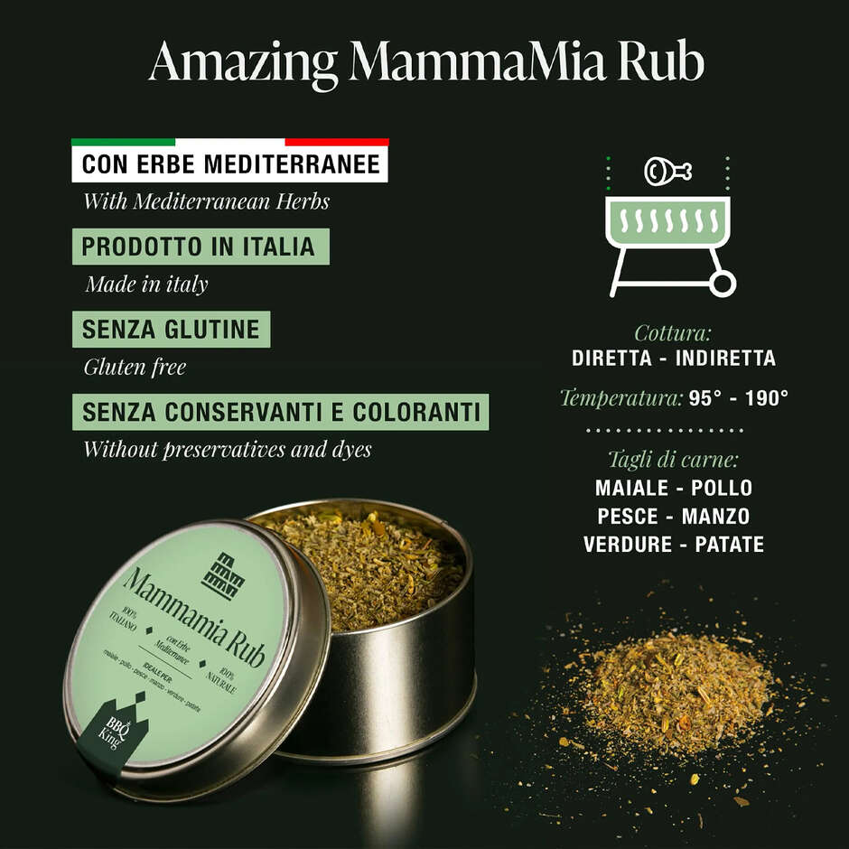 Tempero Mammamia (160 g) - Ervas Mediterrâneas para Churrasco