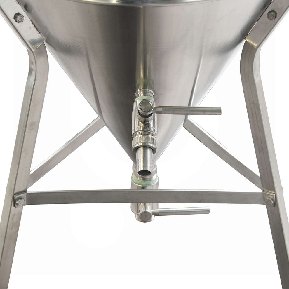 Tino di miscelazione inox CONICO 60° motorizzato 100 L