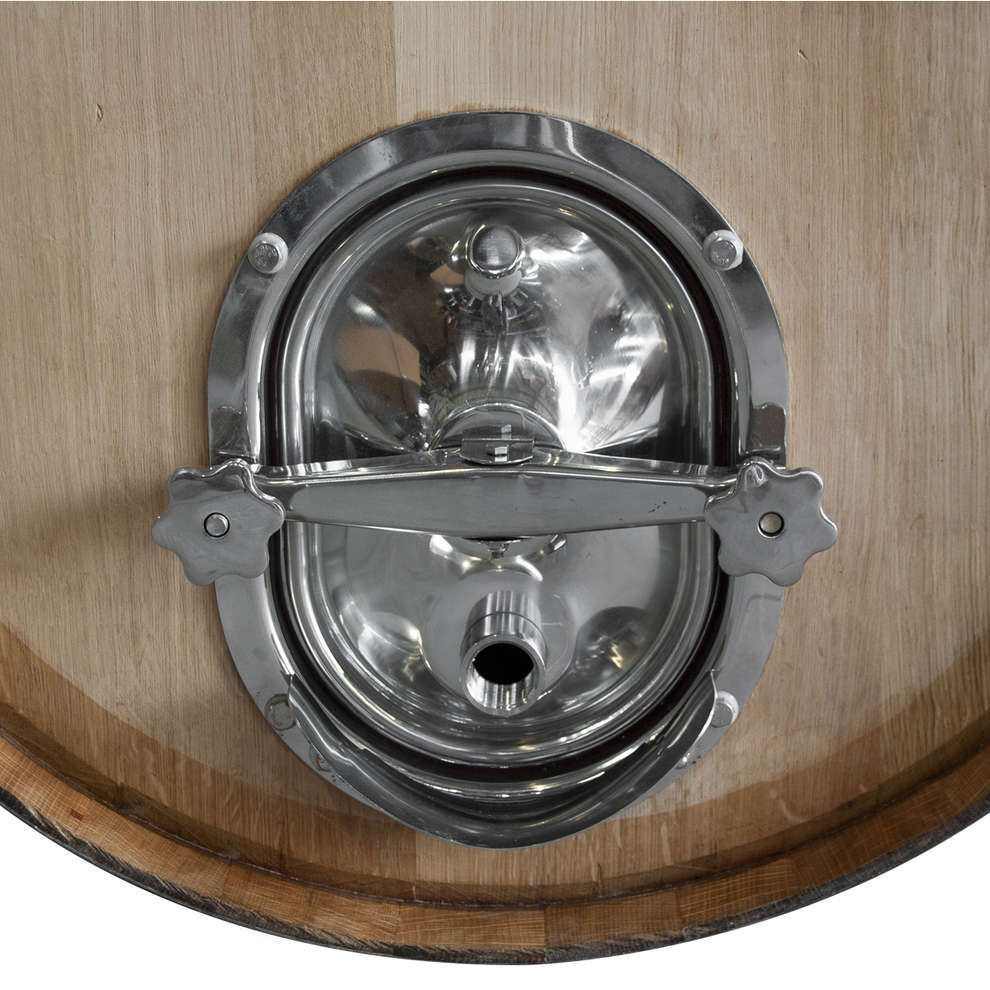 Tonneau en chêne 500 L regéneré avec trappe de vidange inox