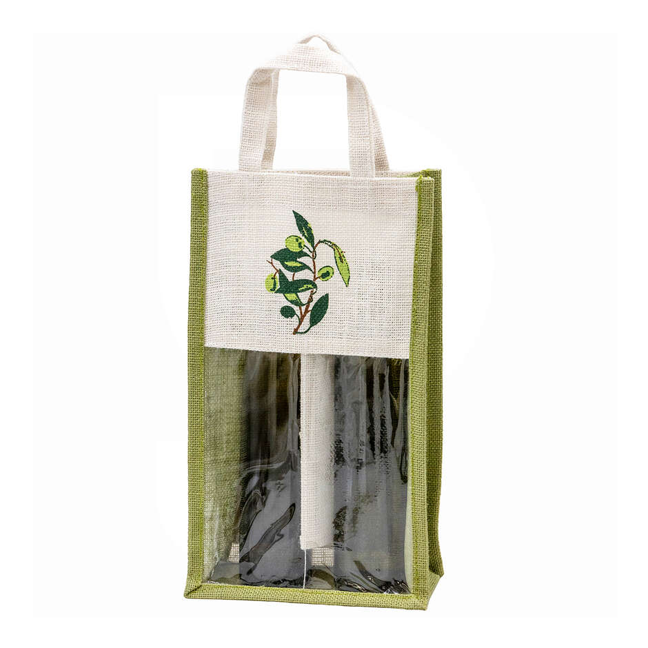 Tragetasche 2 Platz Jute  Olivenzweig (St. 5)