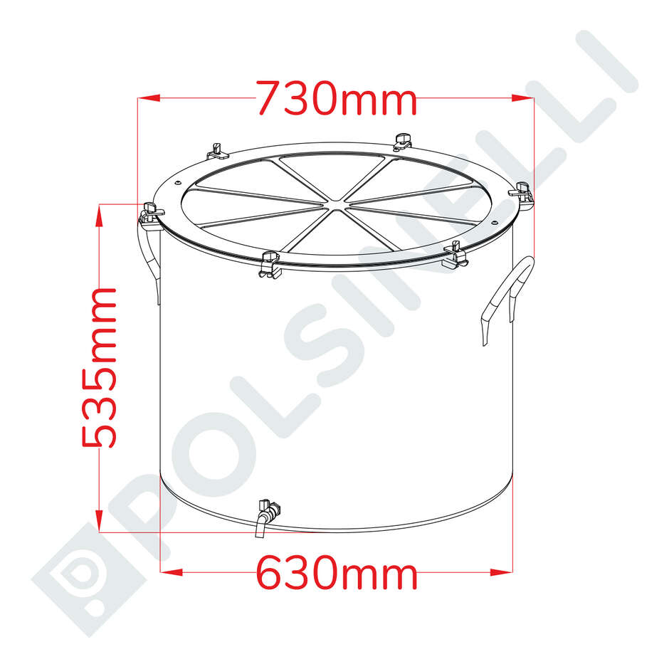 Troll - Fermentador ancho de acero inoxidable para Kombucha de 150 litros con manillas