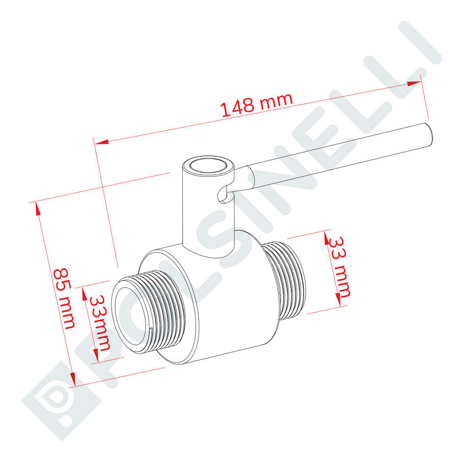 Valvola a sfera Inox 1" M x 1" M DN25