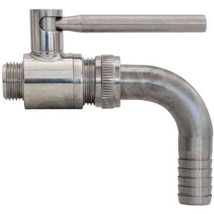 Válvula de esfera inox 1/2" x 3/4" M/M con espiga para manguera curvo