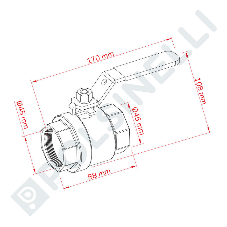 Vanne à bille en acier inoxydable 1" 1/2 F/F