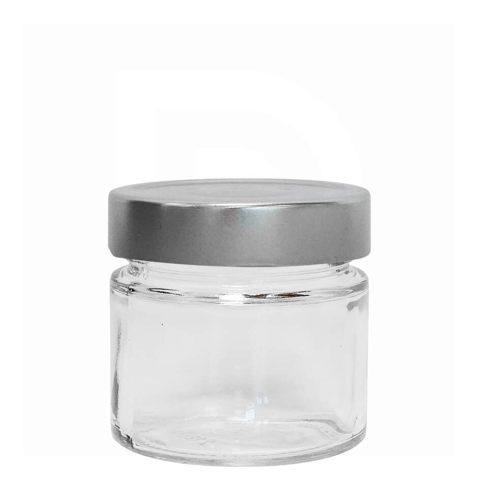 Vasetto in vetro ERGO 156 mL con tappo flip alto argento (24 pezzi)