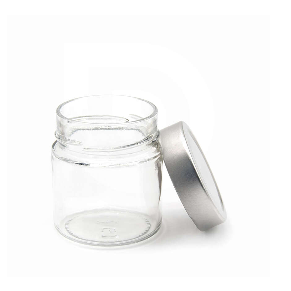 Vasetto in vetro ERGO 212 mL con tappo flip alto argento (24 pezzi) 