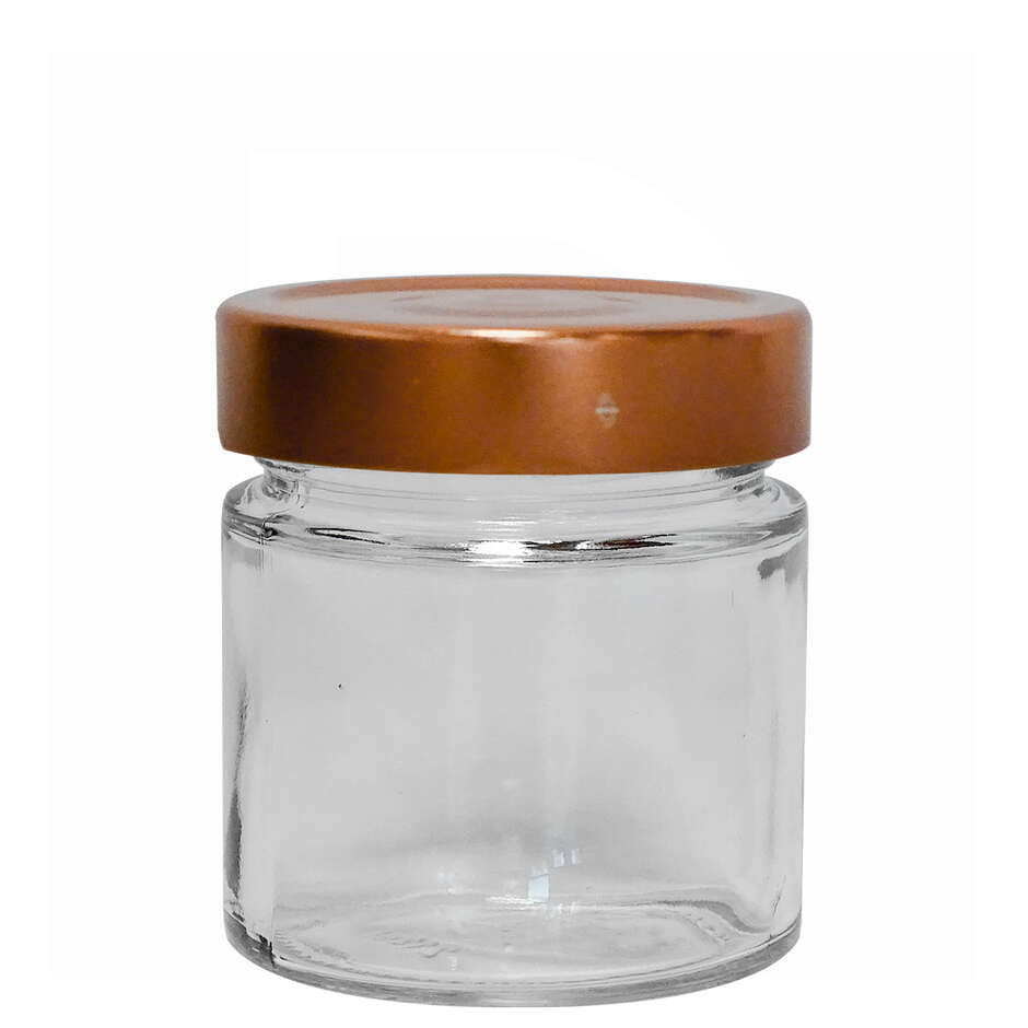 Vasetto in vetro ERGO 212 mL con tappo flip alto rame (24 pezzi)