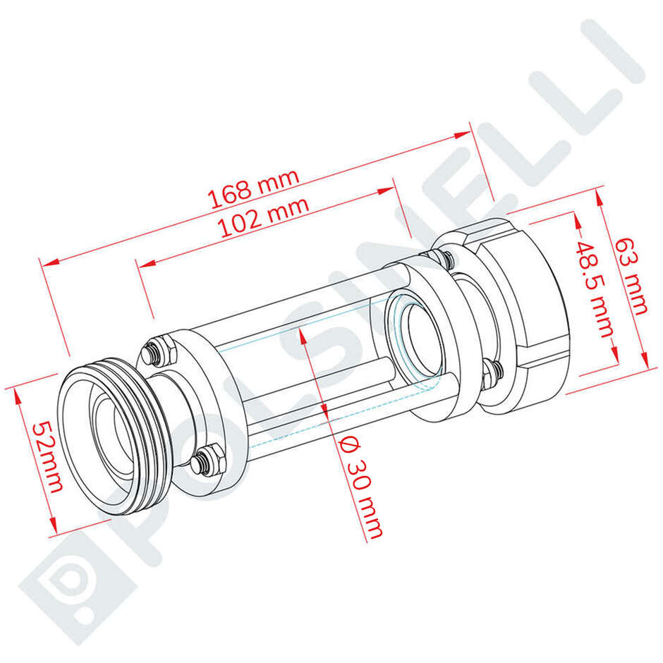 Visor linear em aço inoxidável AISI 304 DIN 25 M 