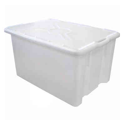 Weiße lebensmittelechte Polyethylenbox mit Deckel 65 L