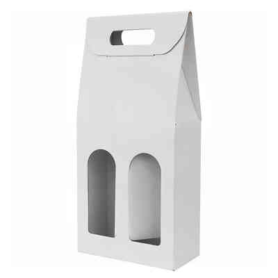 White wine carry box for 2 bottles fiber effect (10 pieces)