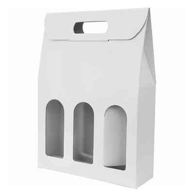 White wine carry box for 3 bottles fiber effect (10 pieces)