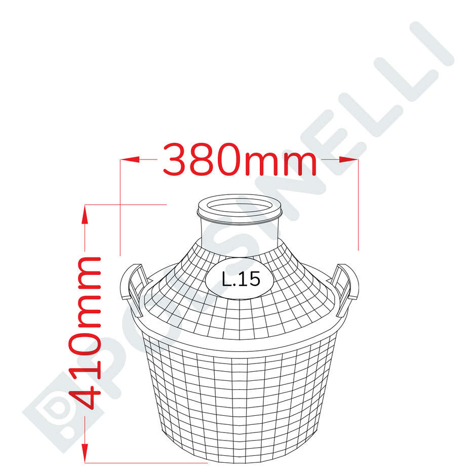 Wide-mouth 15 litre demijohn