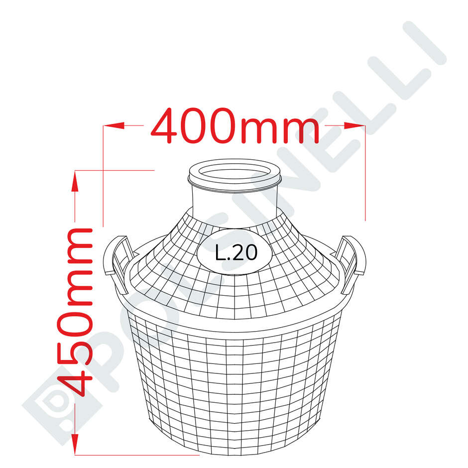 Wide-mouth 20 litre demijohn