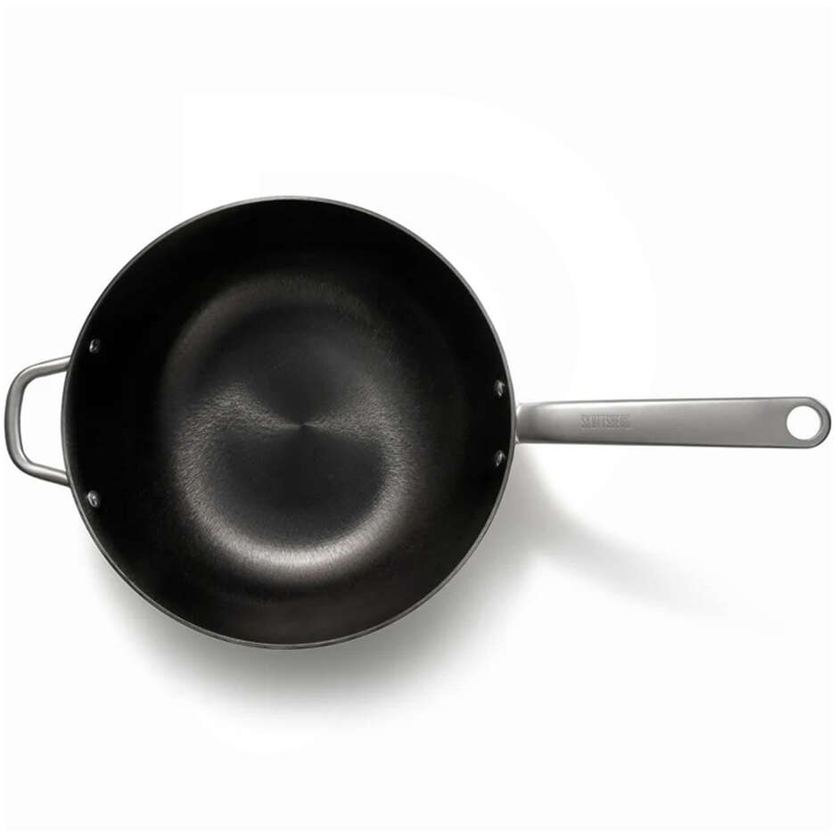 Wok Cast Iron em ferro fundido Ø 34 cm 5 L com cabo em aço inoxidável