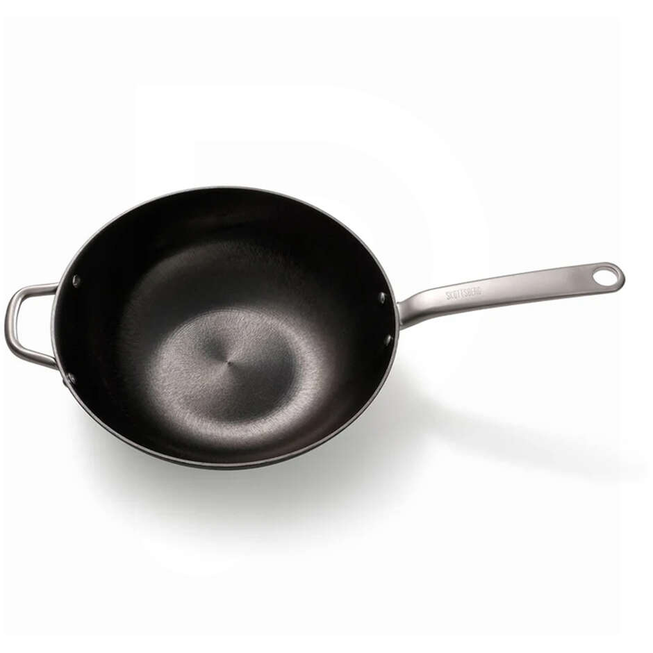 Wok Cast Iron Ø 34 cm - 5 L con manico inox