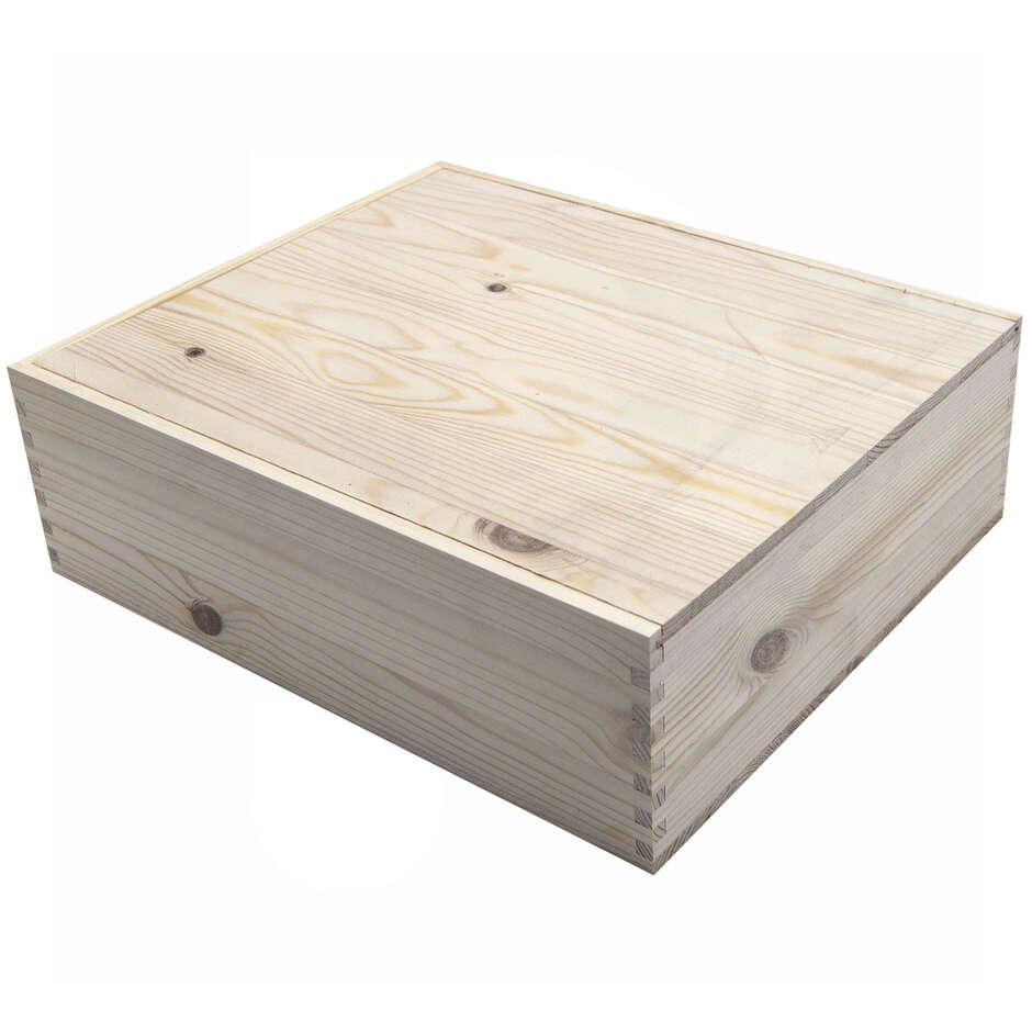 Wooden wine bottle box 3 places with sliding lid (1 piece)