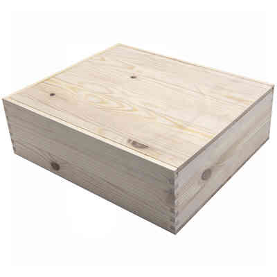 Wooden wine bottle box 3 places with sliding lid (1 piece)