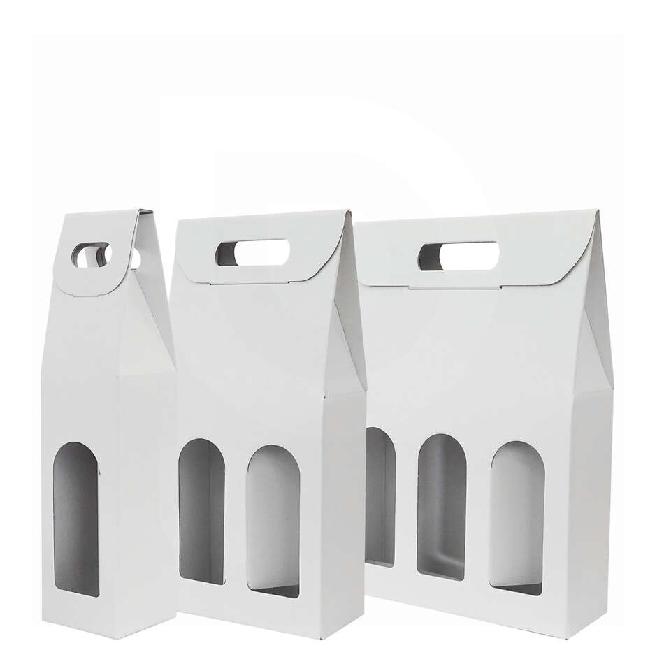 Белая коробка для бутылок с эффектом волокна, рассчитанная на 2 бутылки (10 штук).