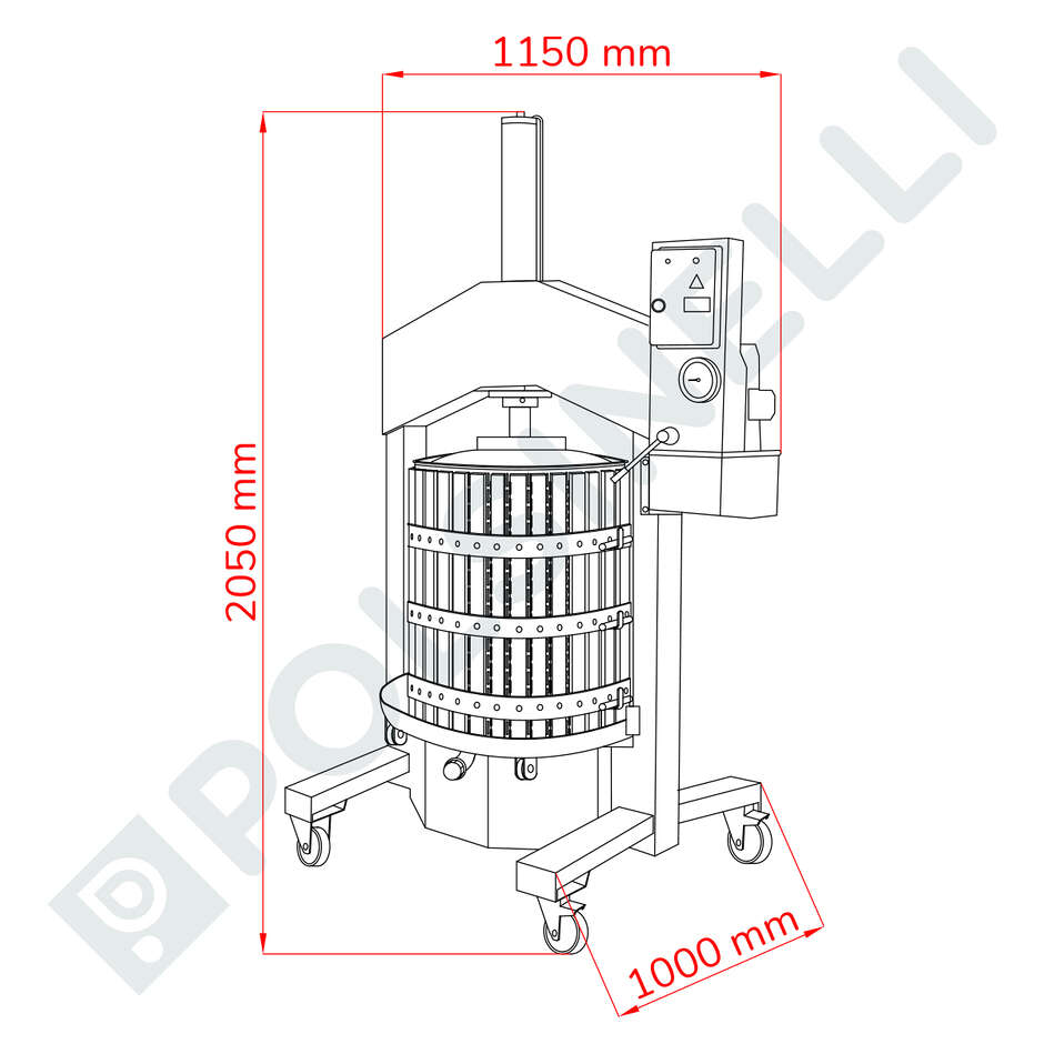 Вертикальный пресс Alfa 50 из нержавеющей стали с вращающейся рамой.