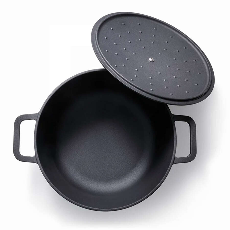Высокая чугунная кастрюля Cast Iron с крышкой Ø 28 см – 5,5 л