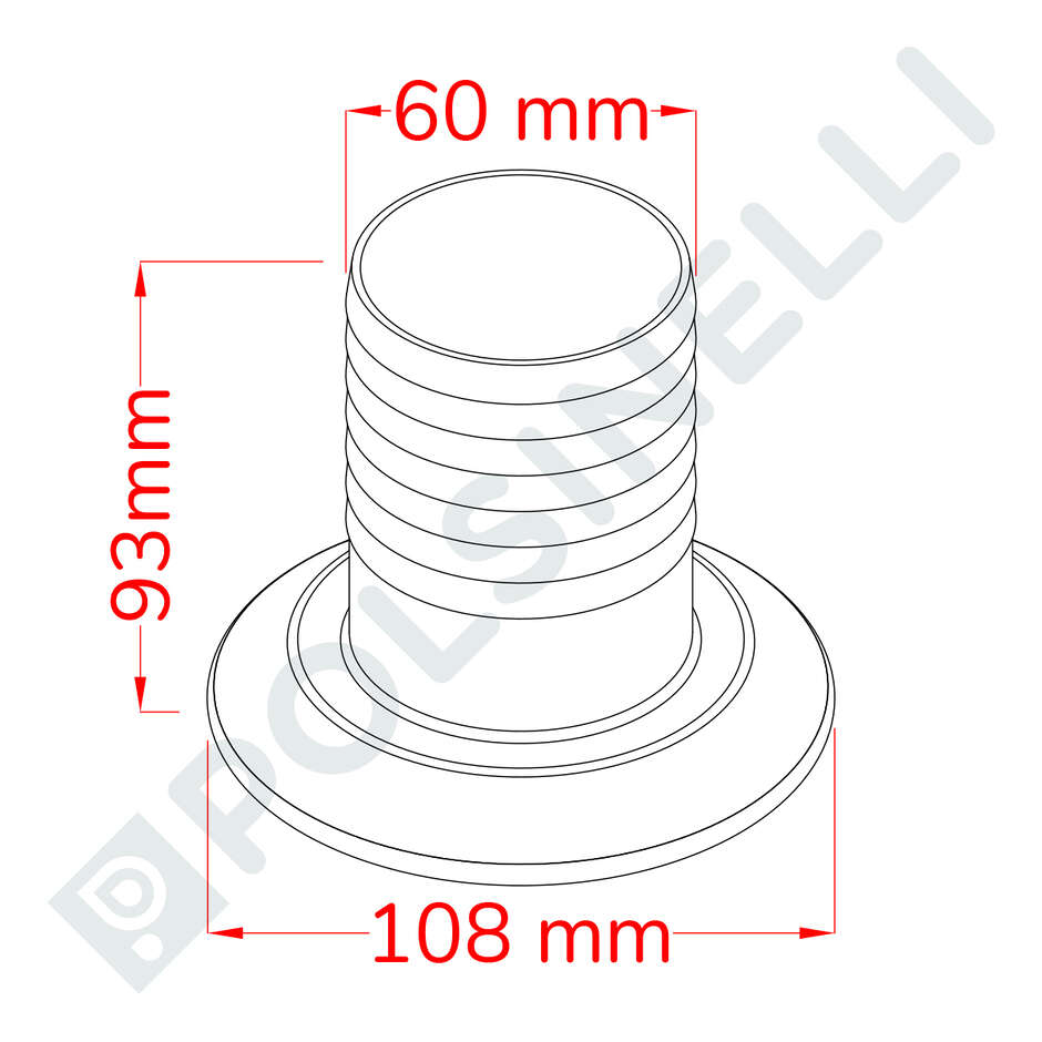 Espiga para manguera inox Garolla 80 PG 60