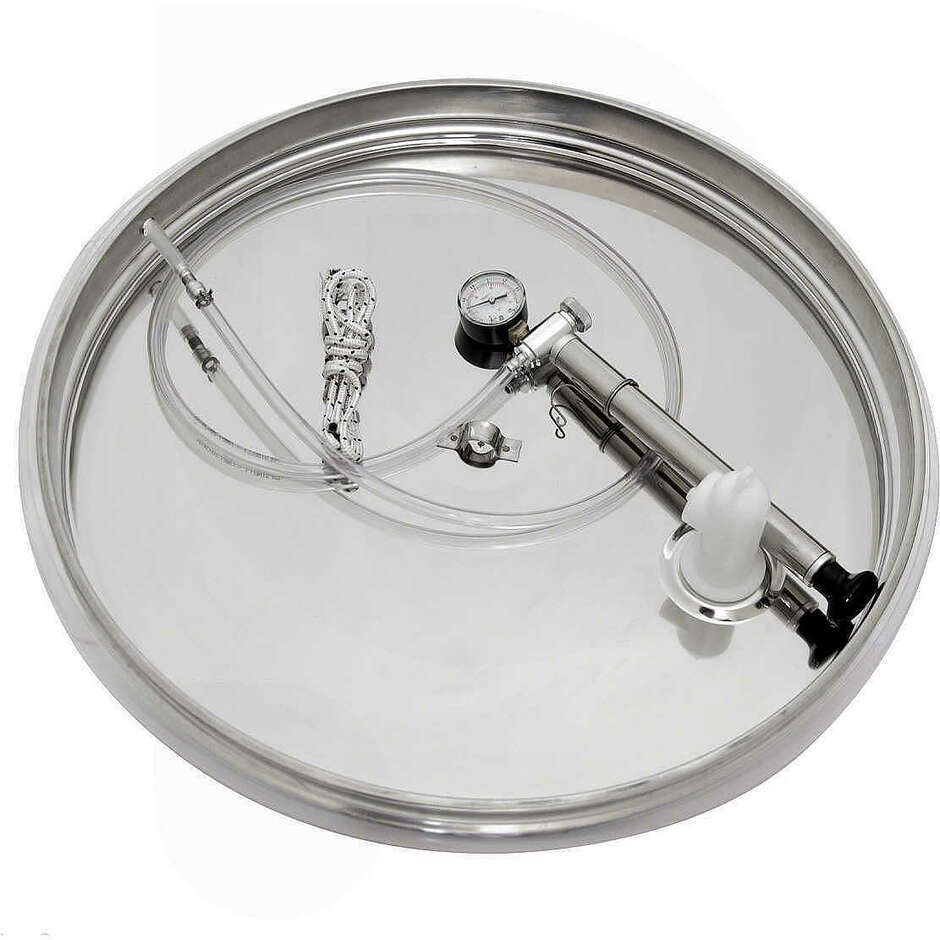 Конический резервуар для вина из нержавеющей стали объемом 100 л с углом раскрытия 60°. 