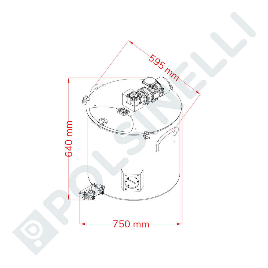 Моторизованная кастрюля из нержавеющей стали с соединением Tri-Clamp, 100 л.