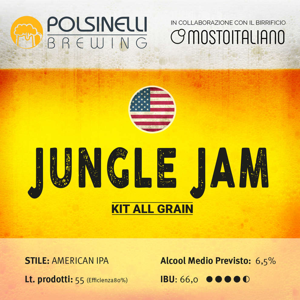 Набор для приготовления пива Jungle Jam из цельного зерна объемом 55 л - IPA