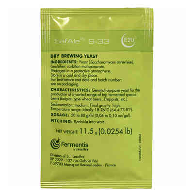 Сухие дрожжи Fermentis Safbrew S-33 (11,5 г)