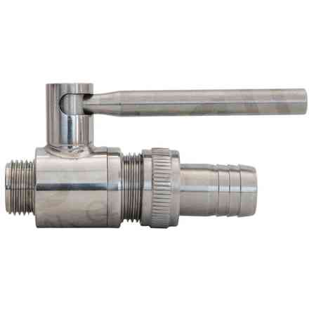 Шаровой кран из нержавеющей стали 1/2" M x 3/4" M с держателем для шланга.
